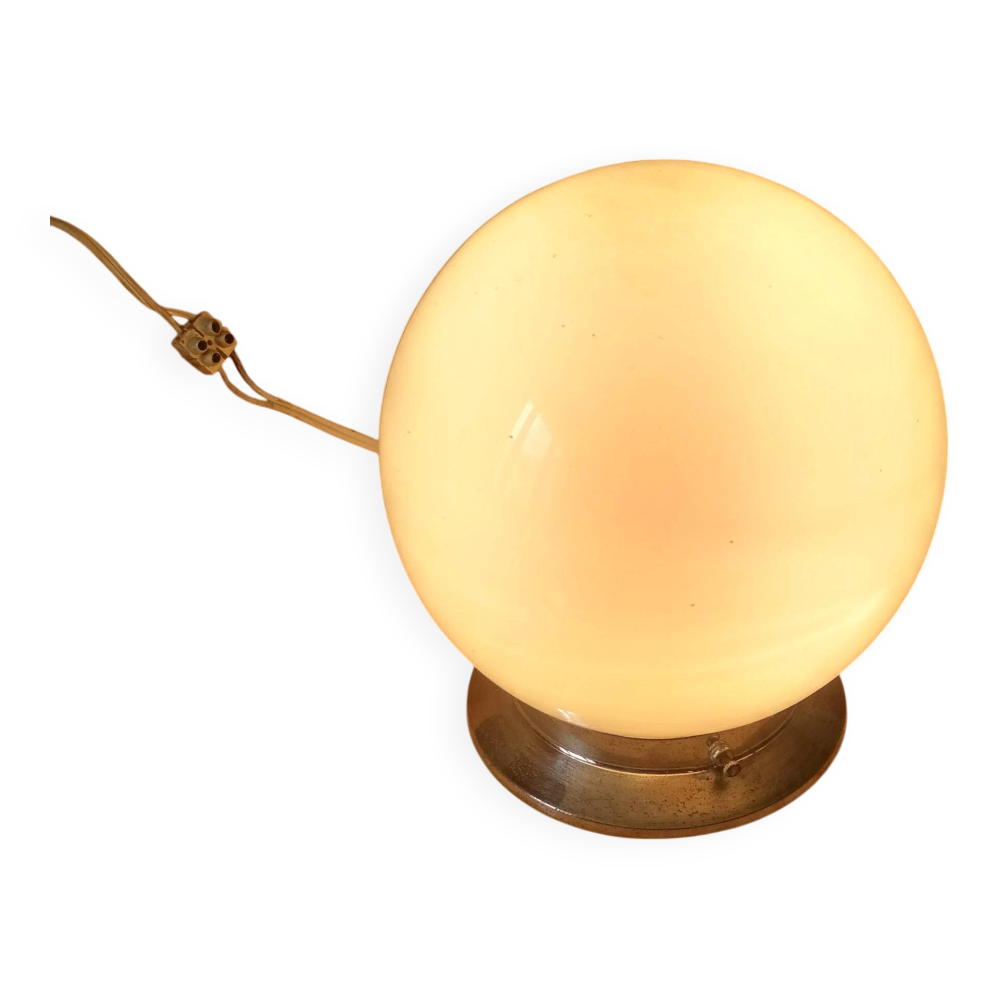 1940s ceiling light, white opaline globe