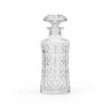 Grande carafe en verre taillé avec large bouchon circulaire plat