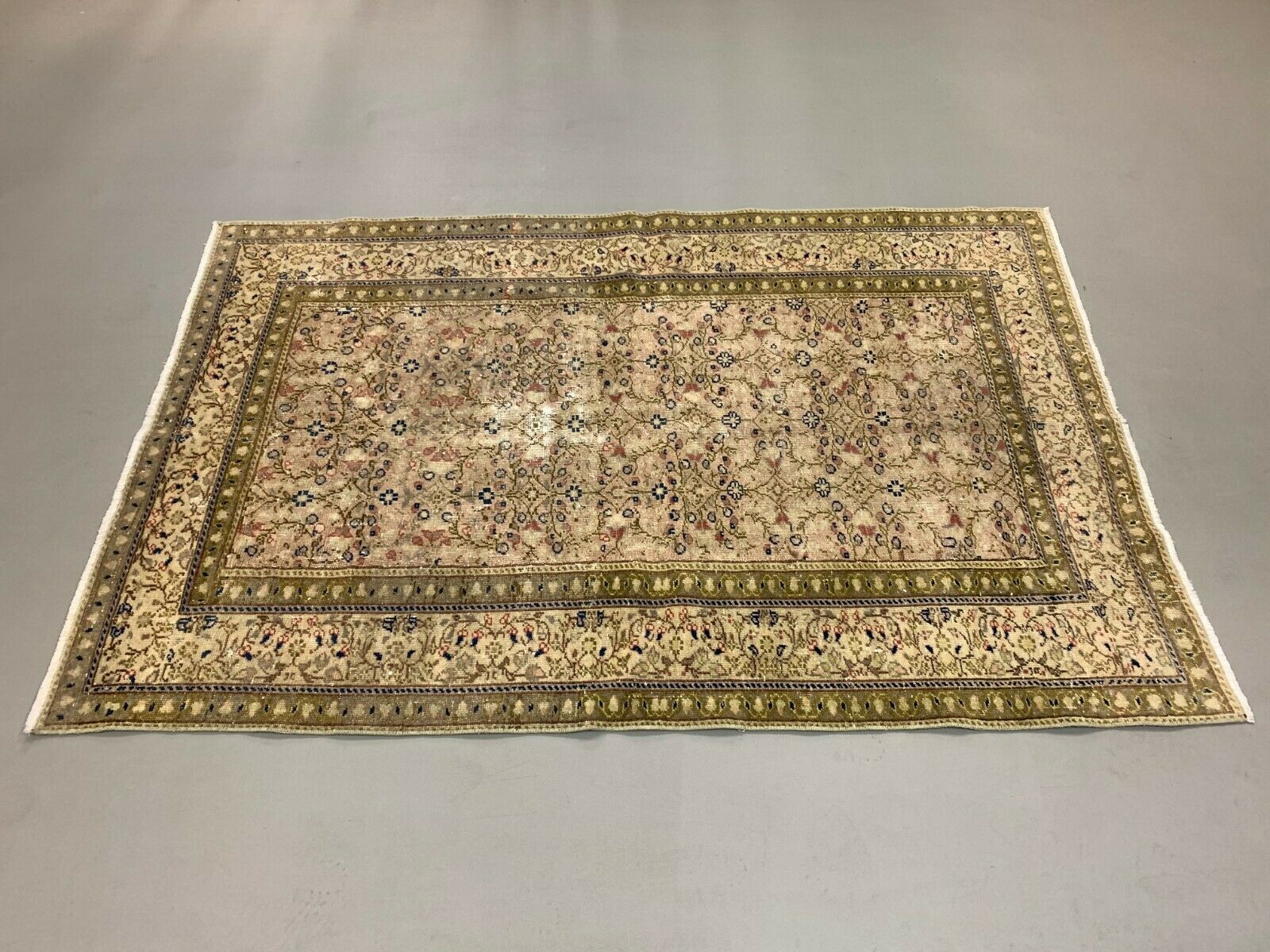 Distressed Turkish Rug 176x116 cm wool Vintage shabby Chic Tribal Brown, Beige