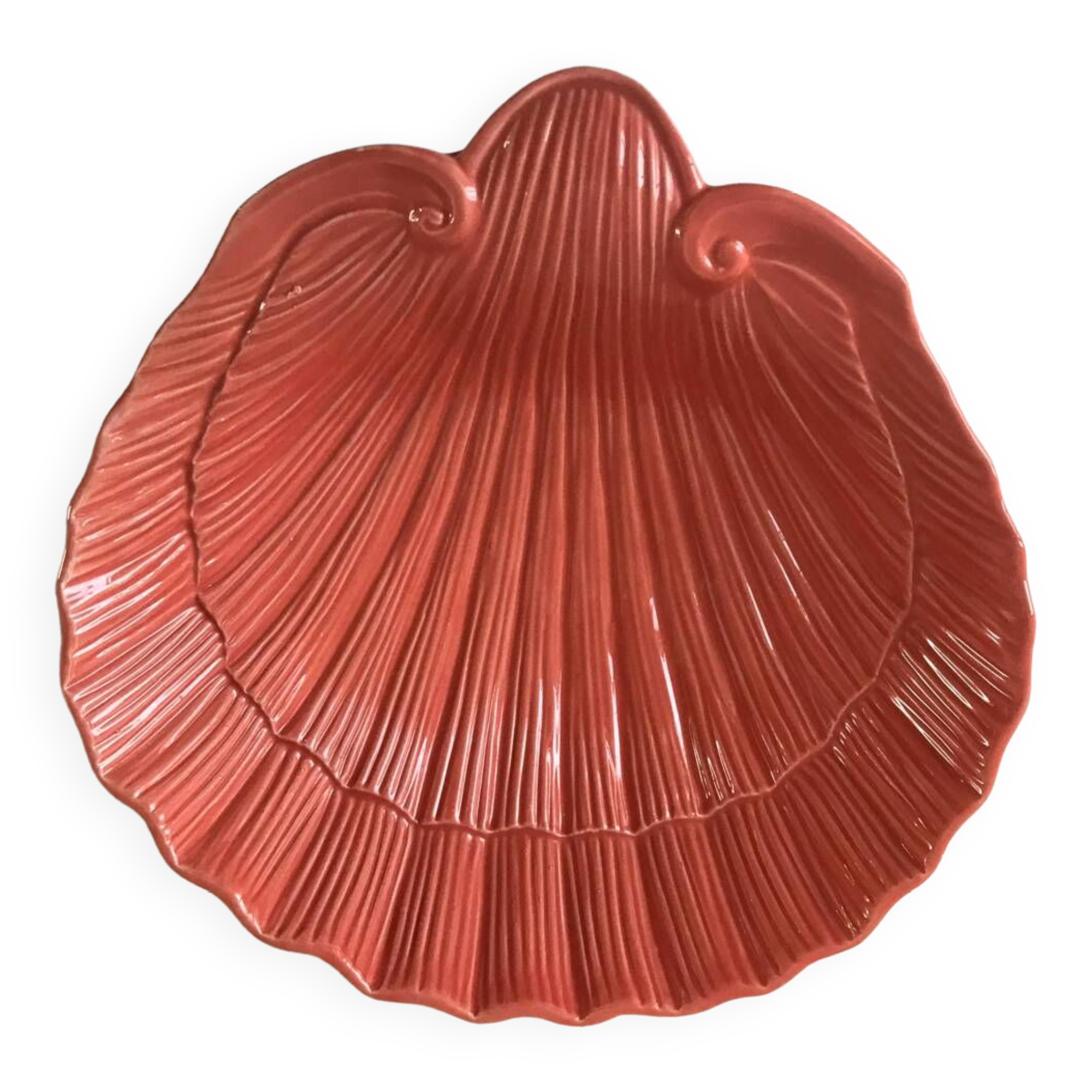 Large pink shell dish Made in Italy vintage