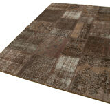 Handwoven oriental vintage 170 cm x 241 cm brown patchwork carpet