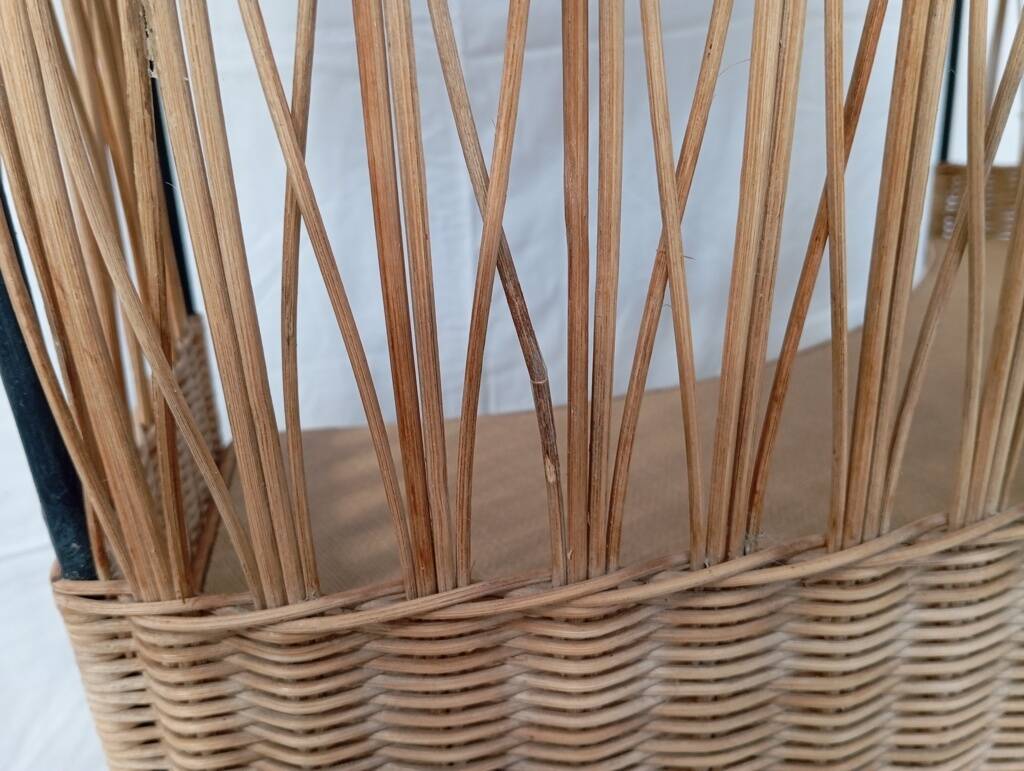 1960s rattan and metal bar counter