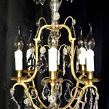 Lustre cage pampilles de cristal st. Louis XV