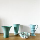 Vintage ceramic ribbed corolla vase