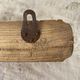 Antique turned wood wall coat rack with 2 hooks