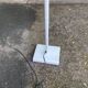 Vintage halogen floor lamp in white steel from the 1970s.