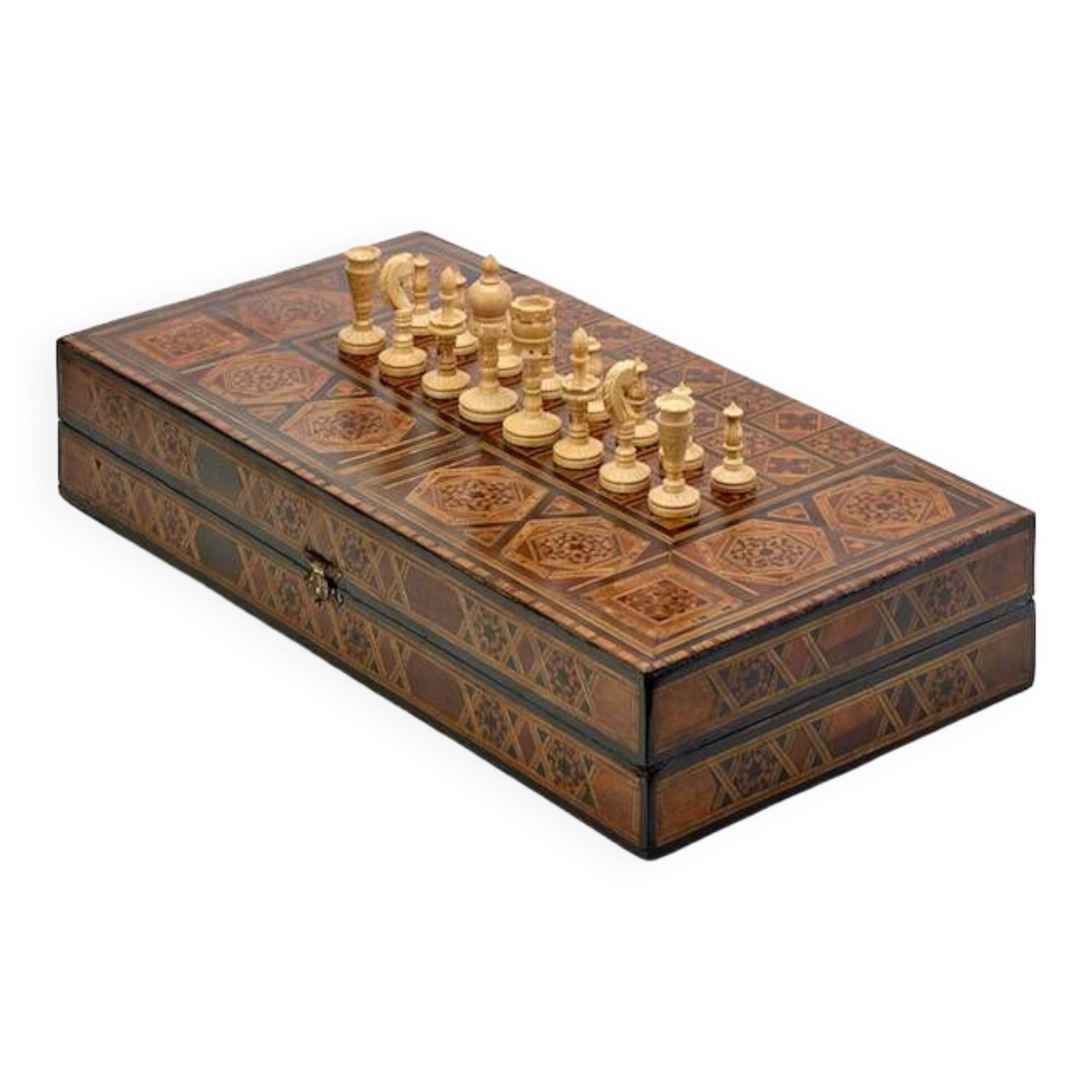 Game board with marquetry