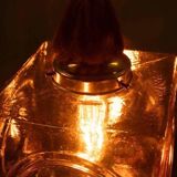 Japandi suspended glass lamp, vintage cubic bohemian glass lamp.