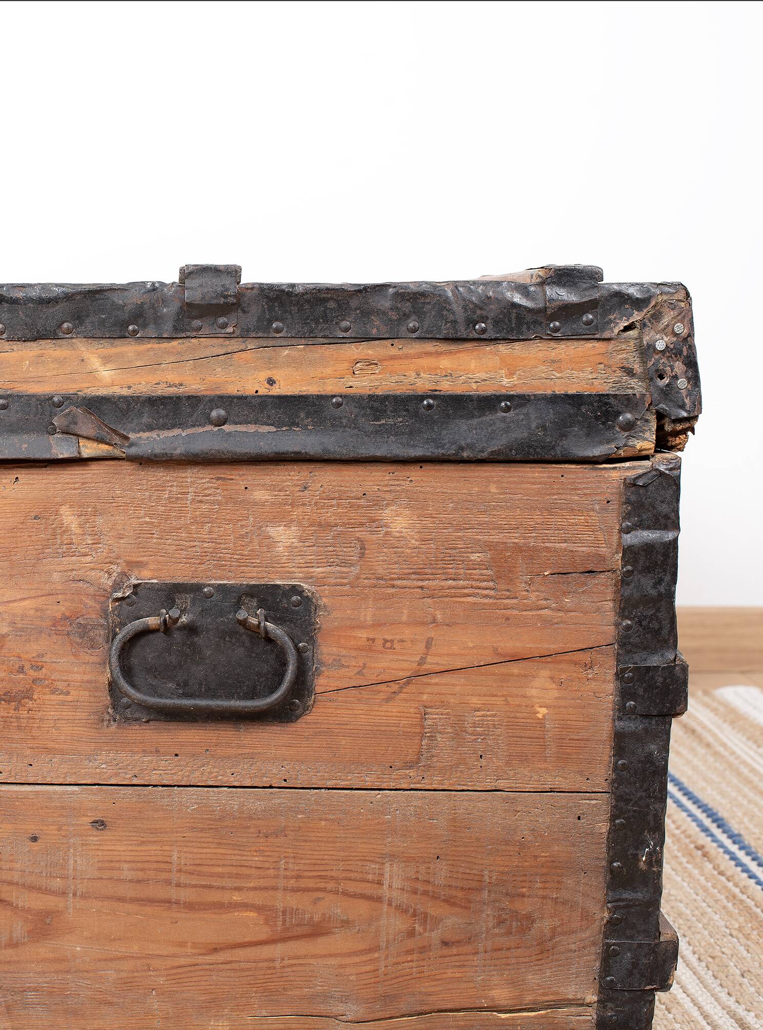 Large old trunk, wood and steel