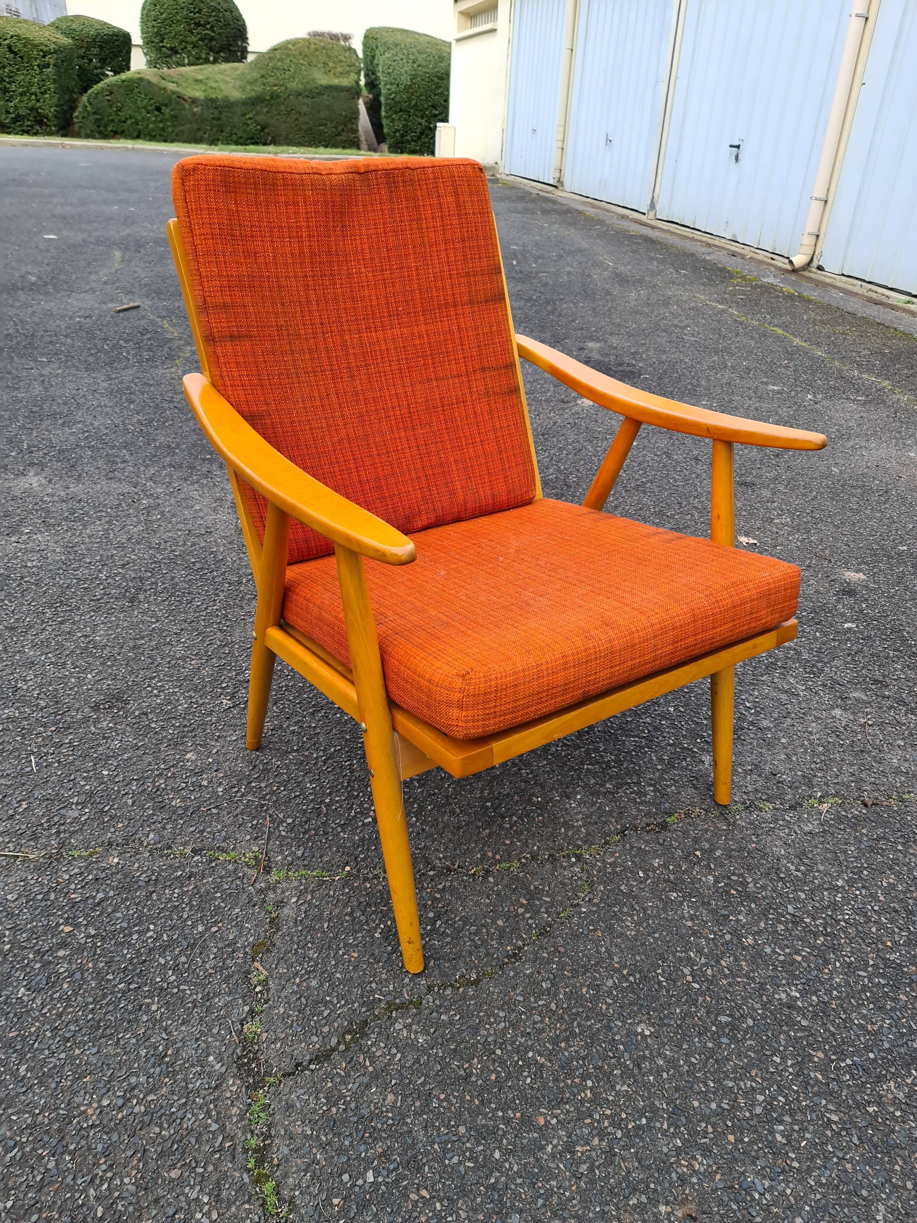 Fauteuil scandinave "Boomerang" Thonet 1950/60