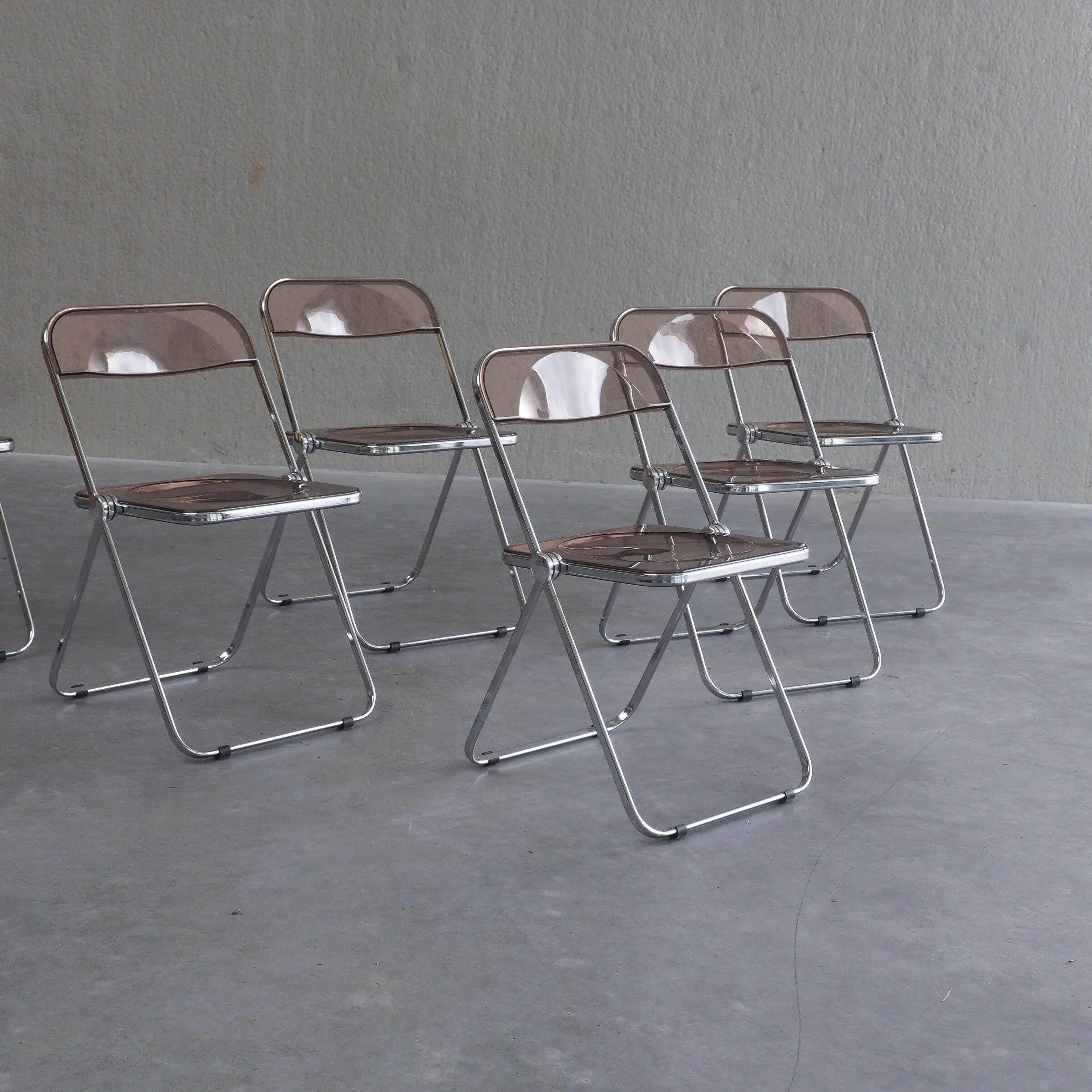 6 Plia folding chairs by Giancarlo Piretti for Anonima Castelli