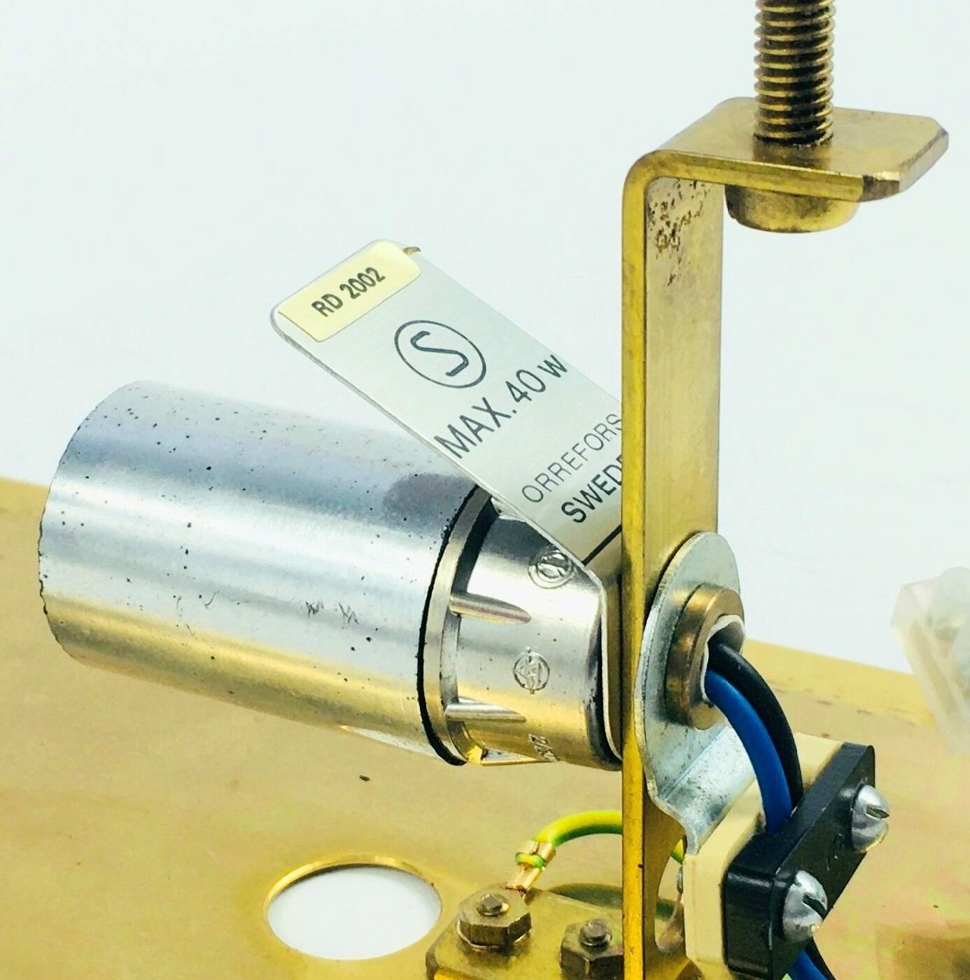 Pair Mid Century Scandinavian Glass & Brass Wall Lamps - C.Fagerlund, 1960s