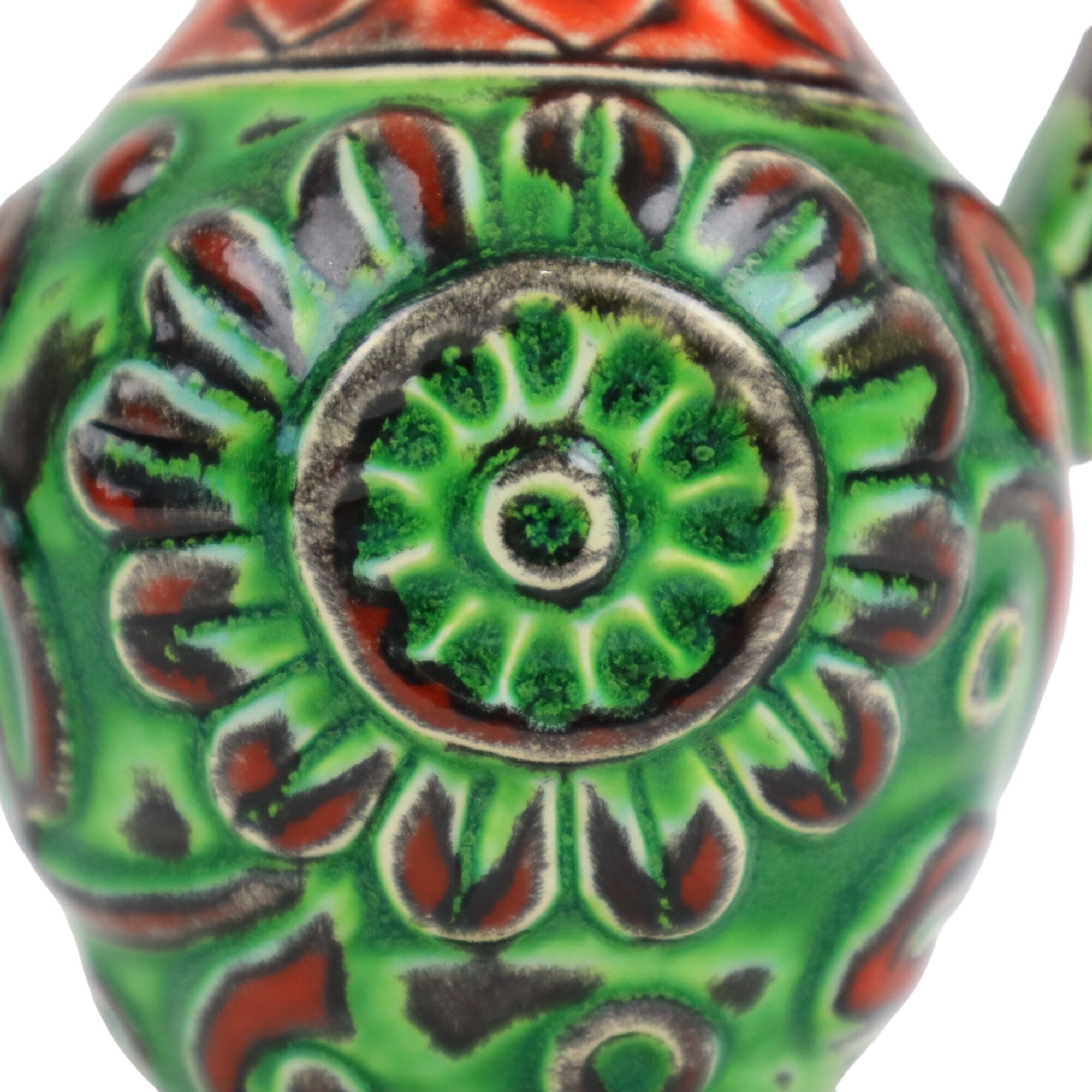Vase à fleurs vert orange Allemagne de l’Ouest années 70 Scheurich 87-17