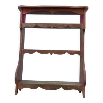 Wall spice shelf patinated wood vintage antique storage