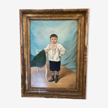 Oil portrait of a young boy