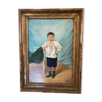 Oil portrait of a young boy