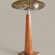 Modernist sculptural lamp wood/chrome/hammered brass - 1970s era