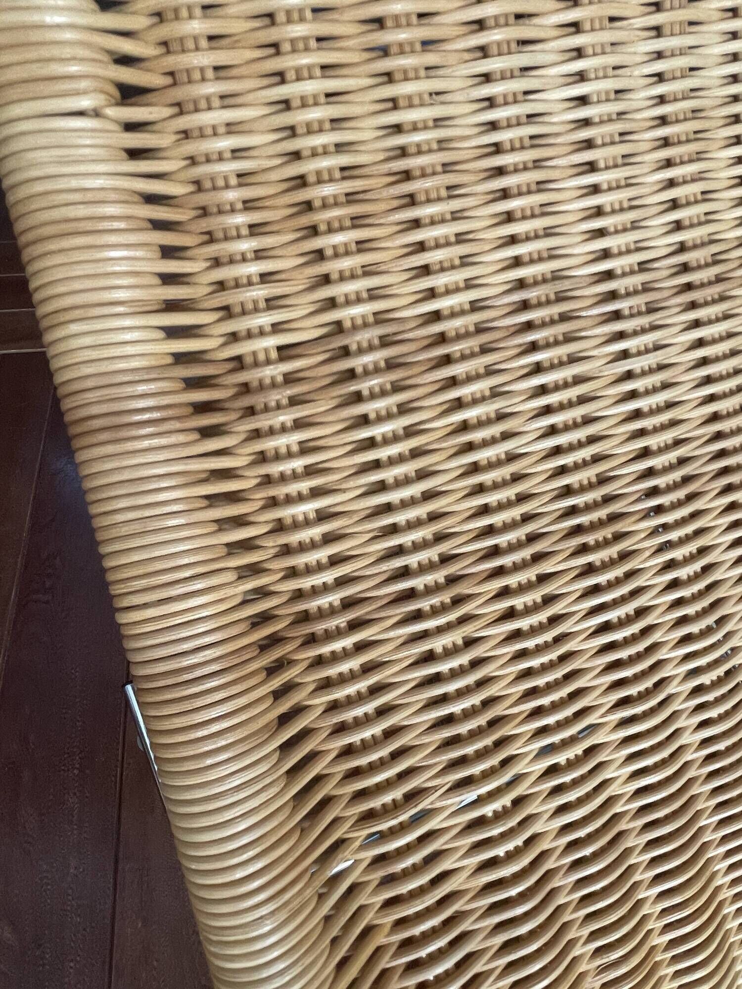 Bauhaus style rocking chair, chrome metal, rattan and beech wood, 1960-70