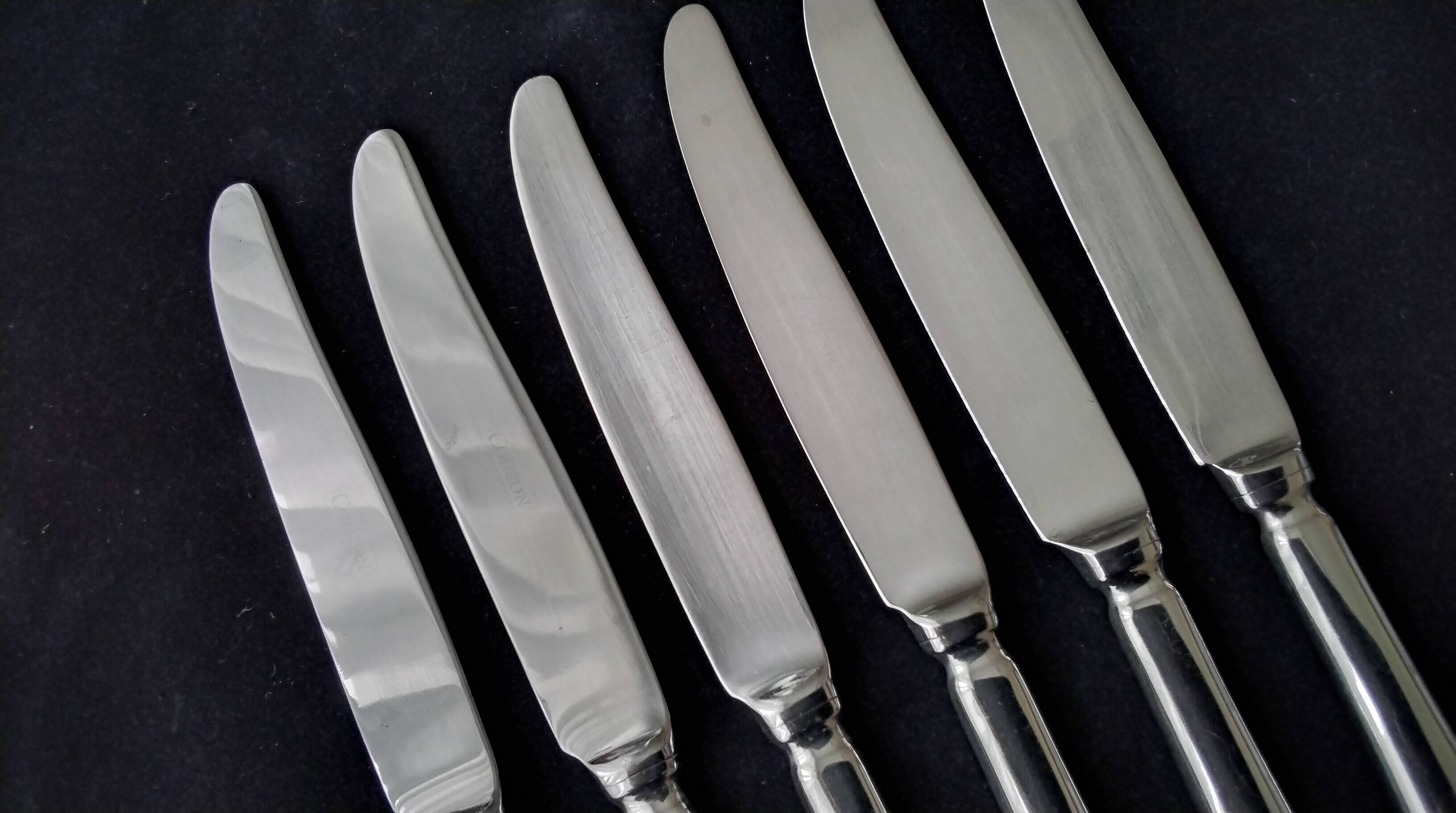 6 Silver-plated and Stainless Steel Table Knives Jean Couzon 24 cm