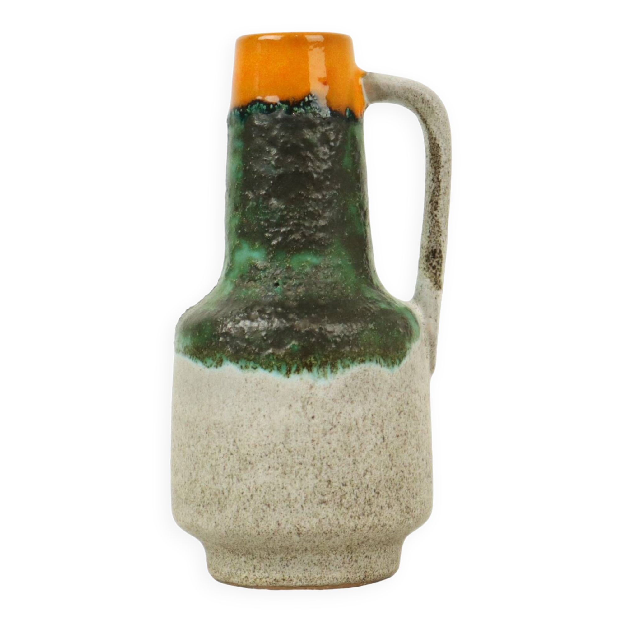Rare Fat Lava Vase Green Orange VEB Haldensleben 4070 B Strehla Collectible