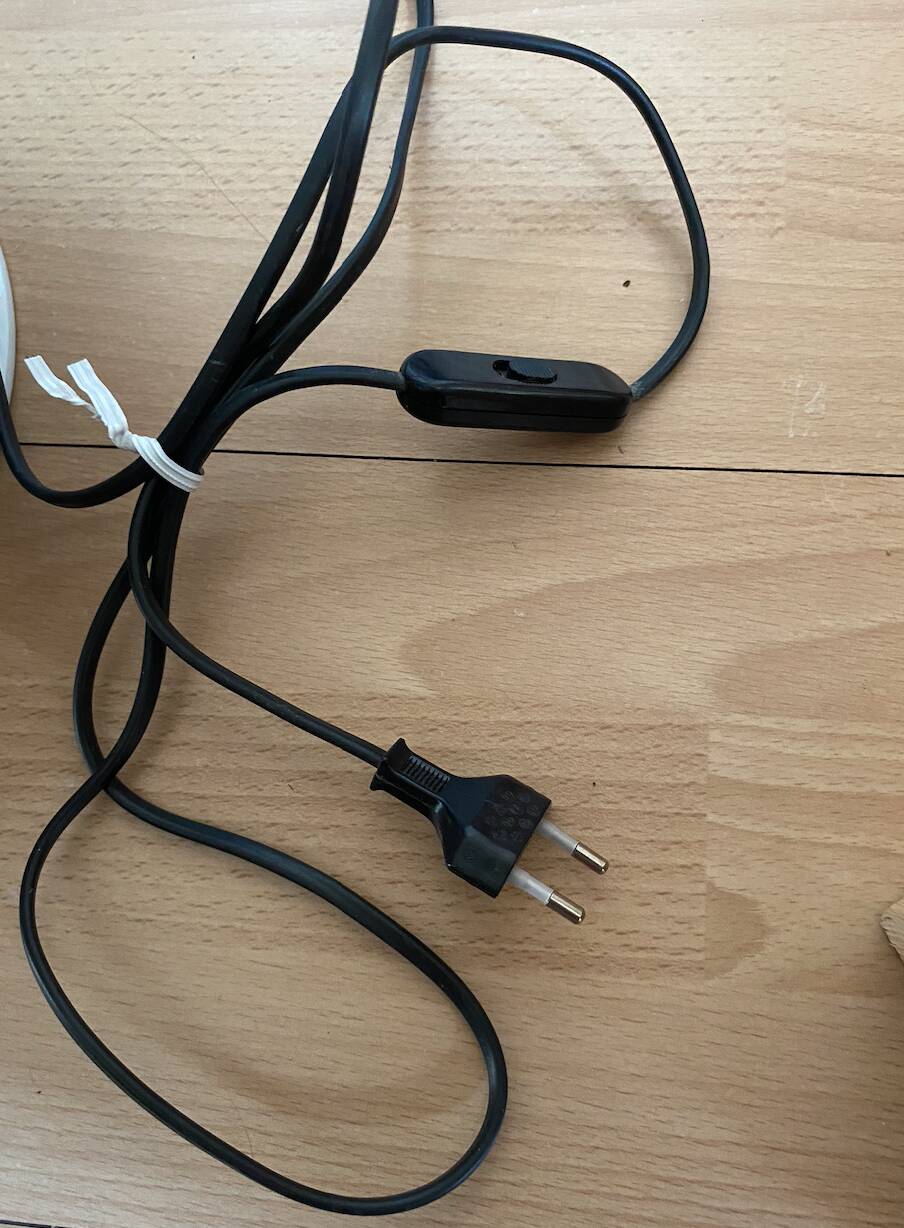 White porcelain lamp with a modern shade, 1970.