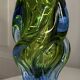 Twisted Sommerso art glass vase, Czech bohemian, 1970s, blue-green.