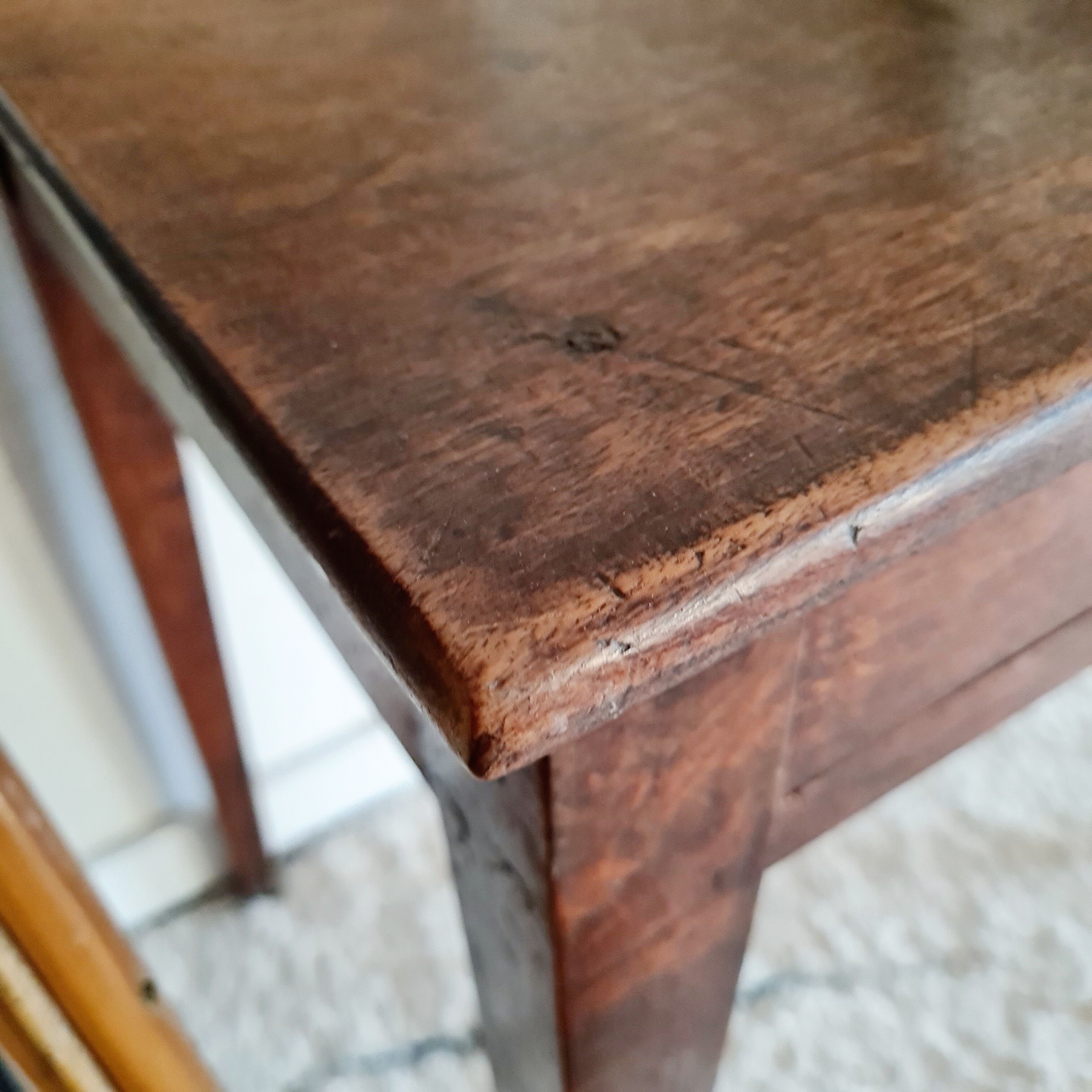 Antique solid wood farmhouse table 2 drawers