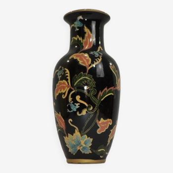 Ancien Grand vase noir décor de feuilles /vintage/ XXsiecle/potiche
