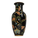 Old Large black vase decorated with leaves /vintage/ XXsiecle/potiche