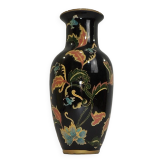 Ancien Grand vase noir décor de feuilles /vintage/ XXsiecle/potiche