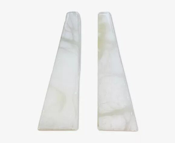 Pair of greenhouse books alabaster white marble