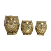 Trio of brass owls