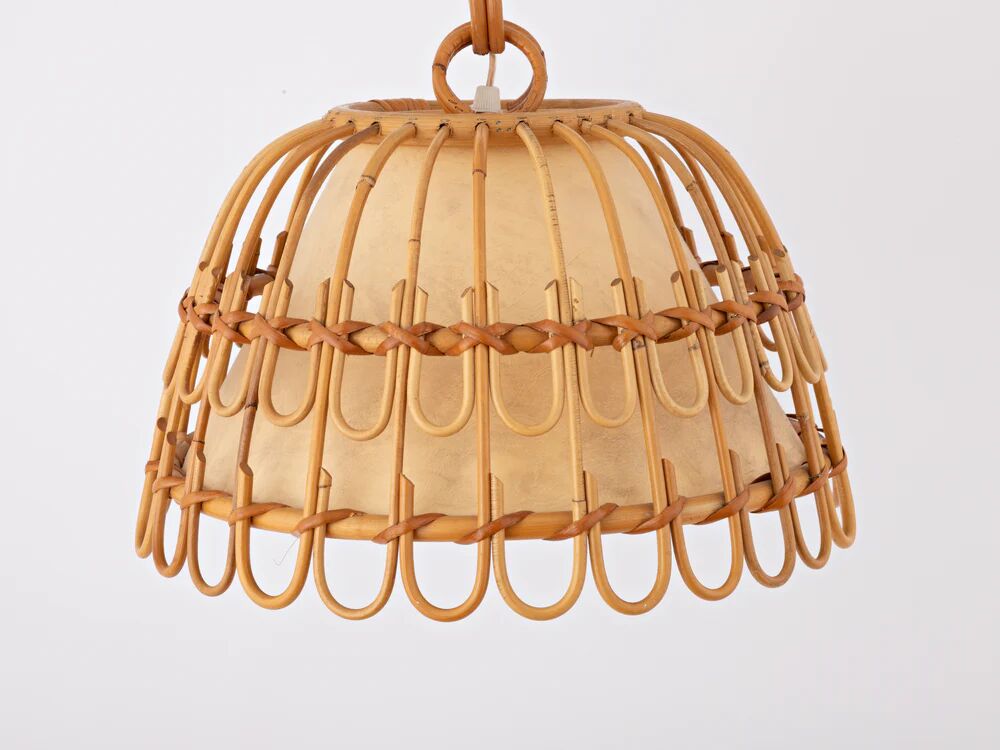 Mid-century Spanish rattan pendant lamp