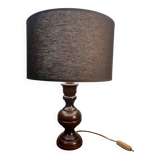 Solid wood table lamp with 80s lampshade