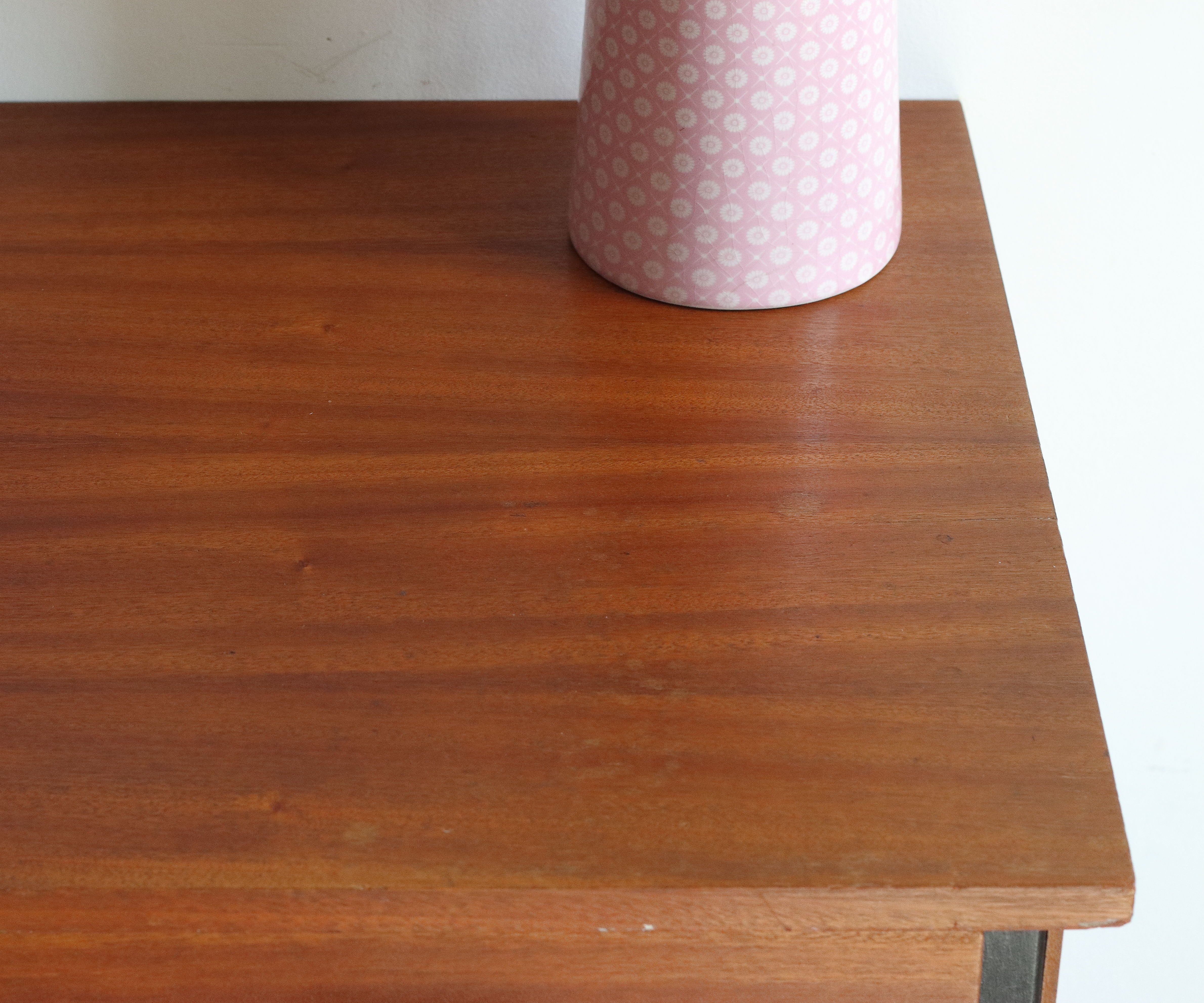 60s modernist style desk in black and mahogany laqué wood