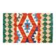 Kilim shirazi en laine vert, terracotta et bleu ciel, fait à la main