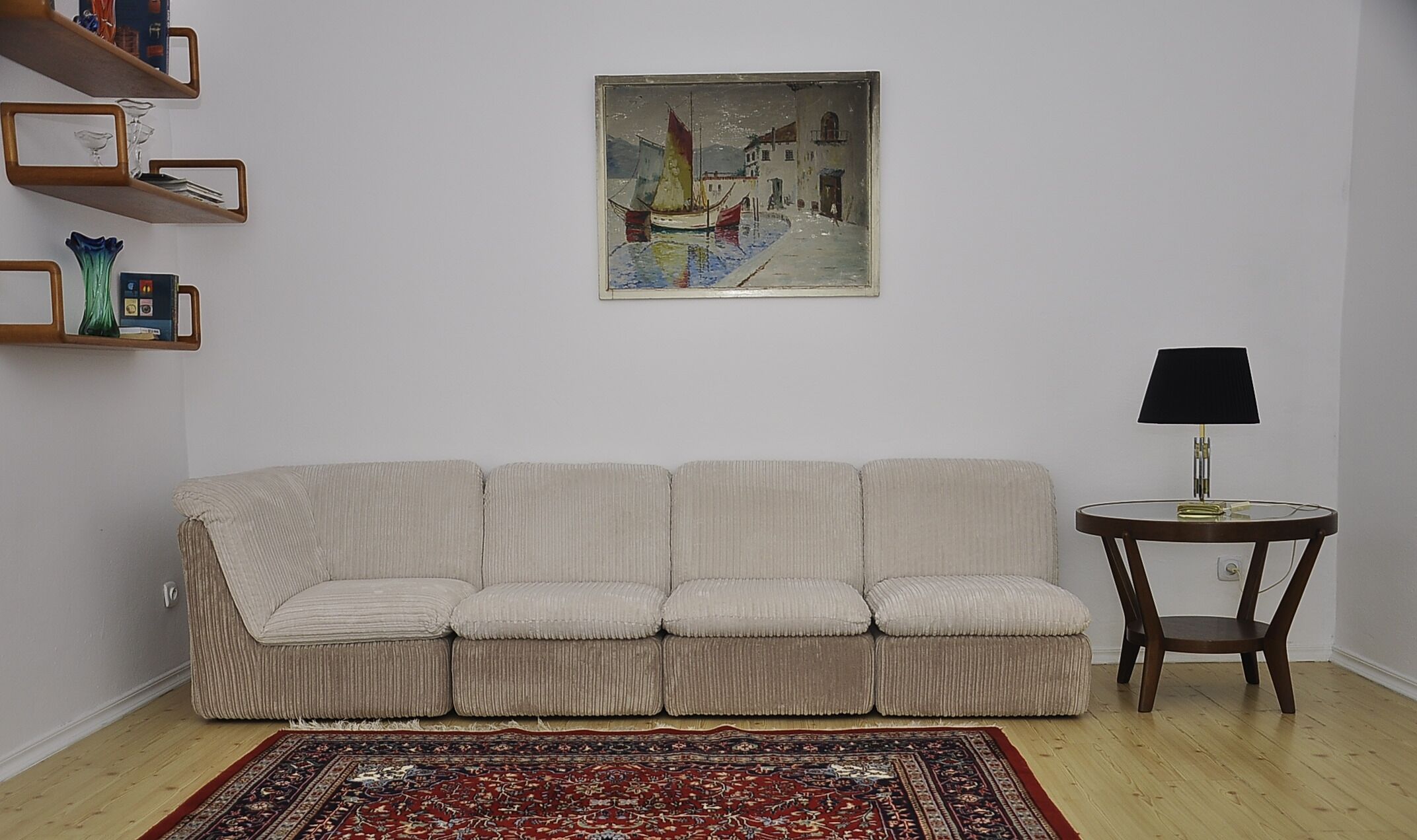 Mid-century 2-color corduroy modular sofa, 1970