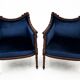 Blue bergere armchairs