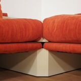 Modular sofa lacquered white and orange fabric