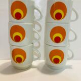 Set 6 cups patterned circles of the 70s Amap Italy- vintage-retro-pop-kitchen
