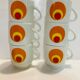 Set 6 cups patterned circles of the 70s Amap Italy- vintage-retro-pop-kitchen