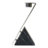 Chrome-plated metal and marble candle holder, 1980