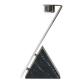 Chrome-plated metal and marble candle holder, 1980