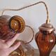 Duo of brown smoked glass portable lamps