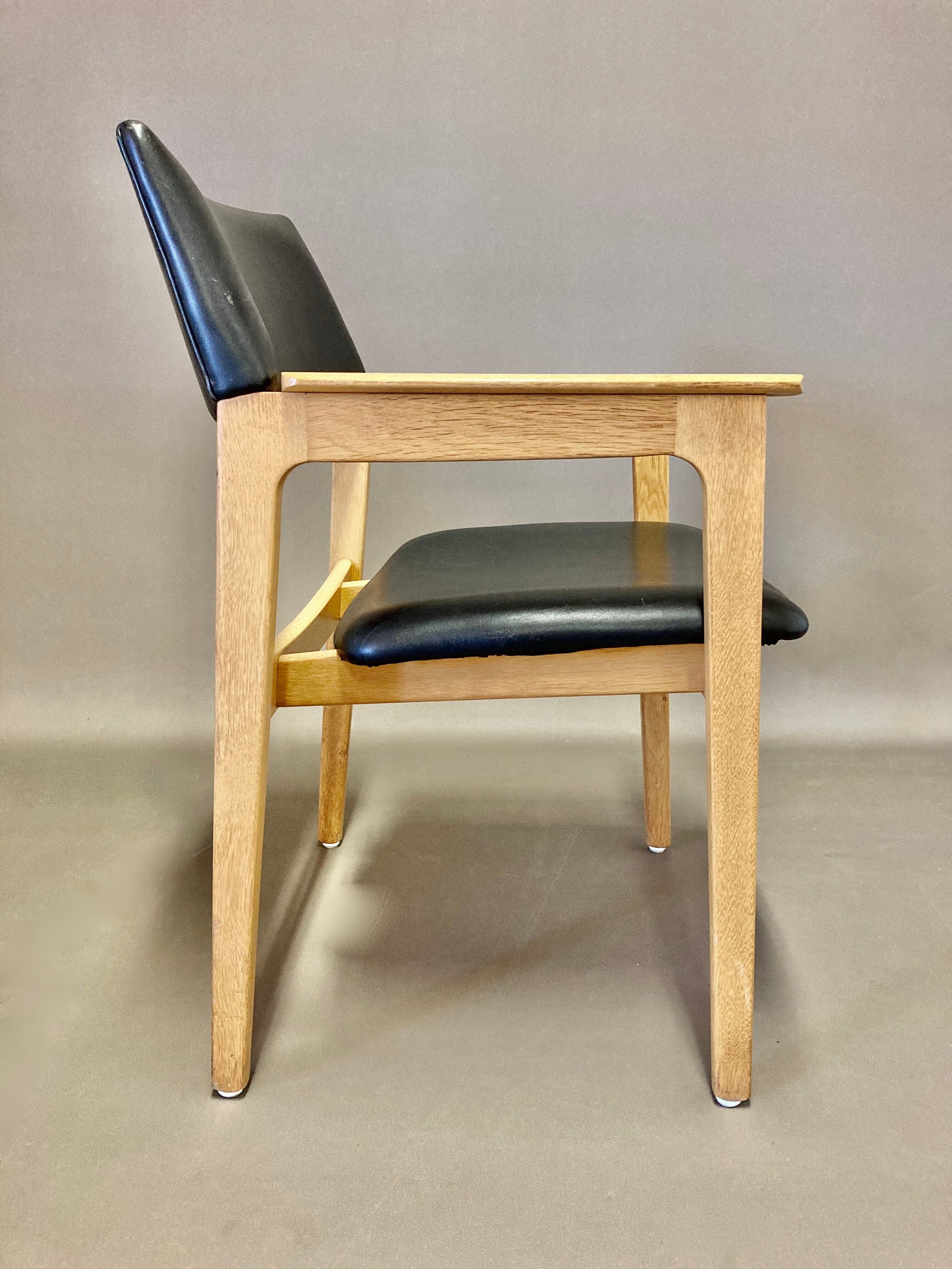 Black leather armchair Scandinavian design 1950