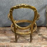 Frames of bench and armchair Louis XVI basket in gilded and lacquered wood