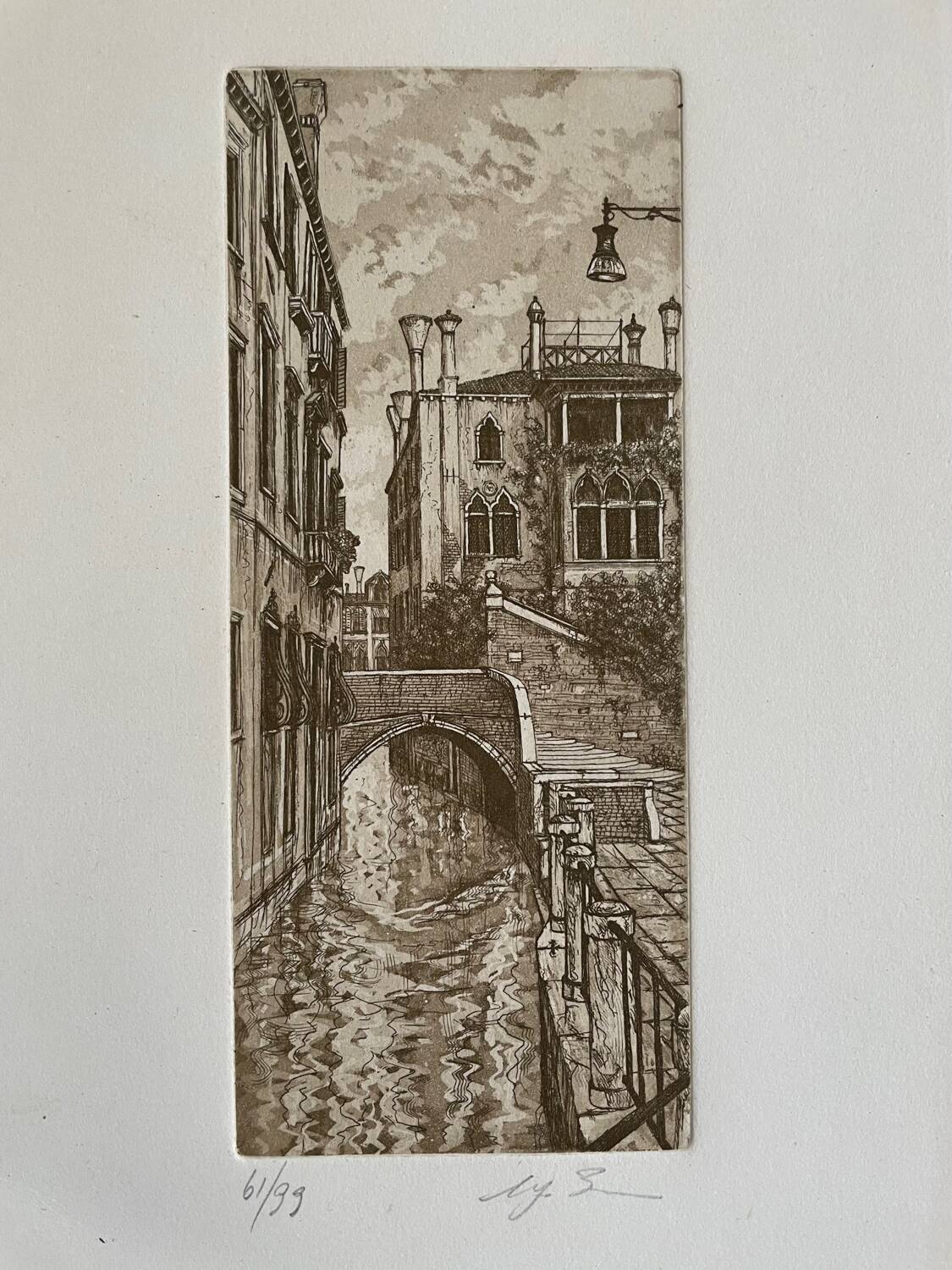 Gravure numérotée ancienne, vue de Venise