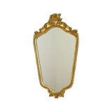Gold Leaf Gilded Deknudt Crested Mirror Facet Hollywood Regency