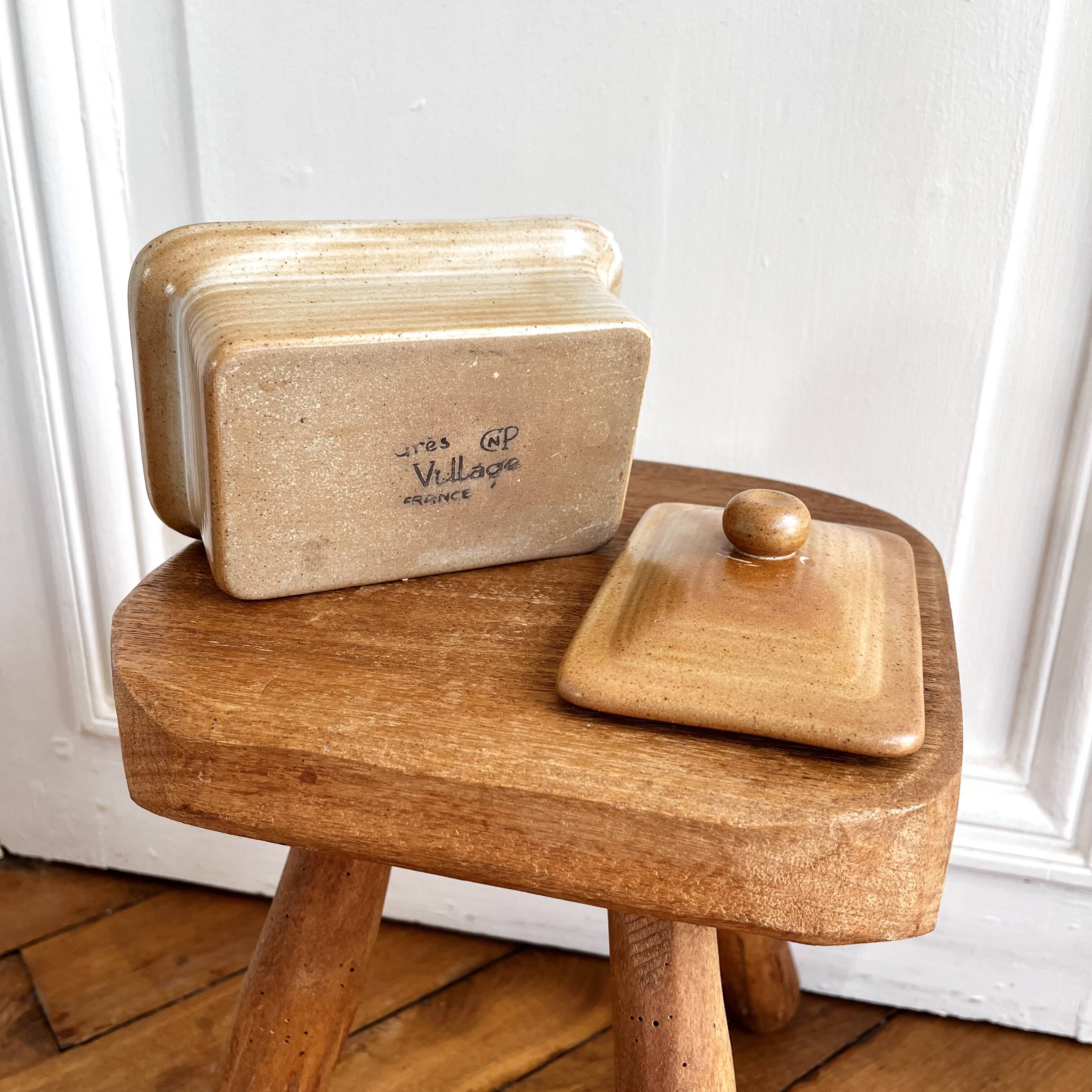 Vintage stoneware terrine butter dish