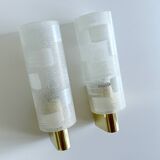 Pair of Vintage Glass Brass Wall Lights